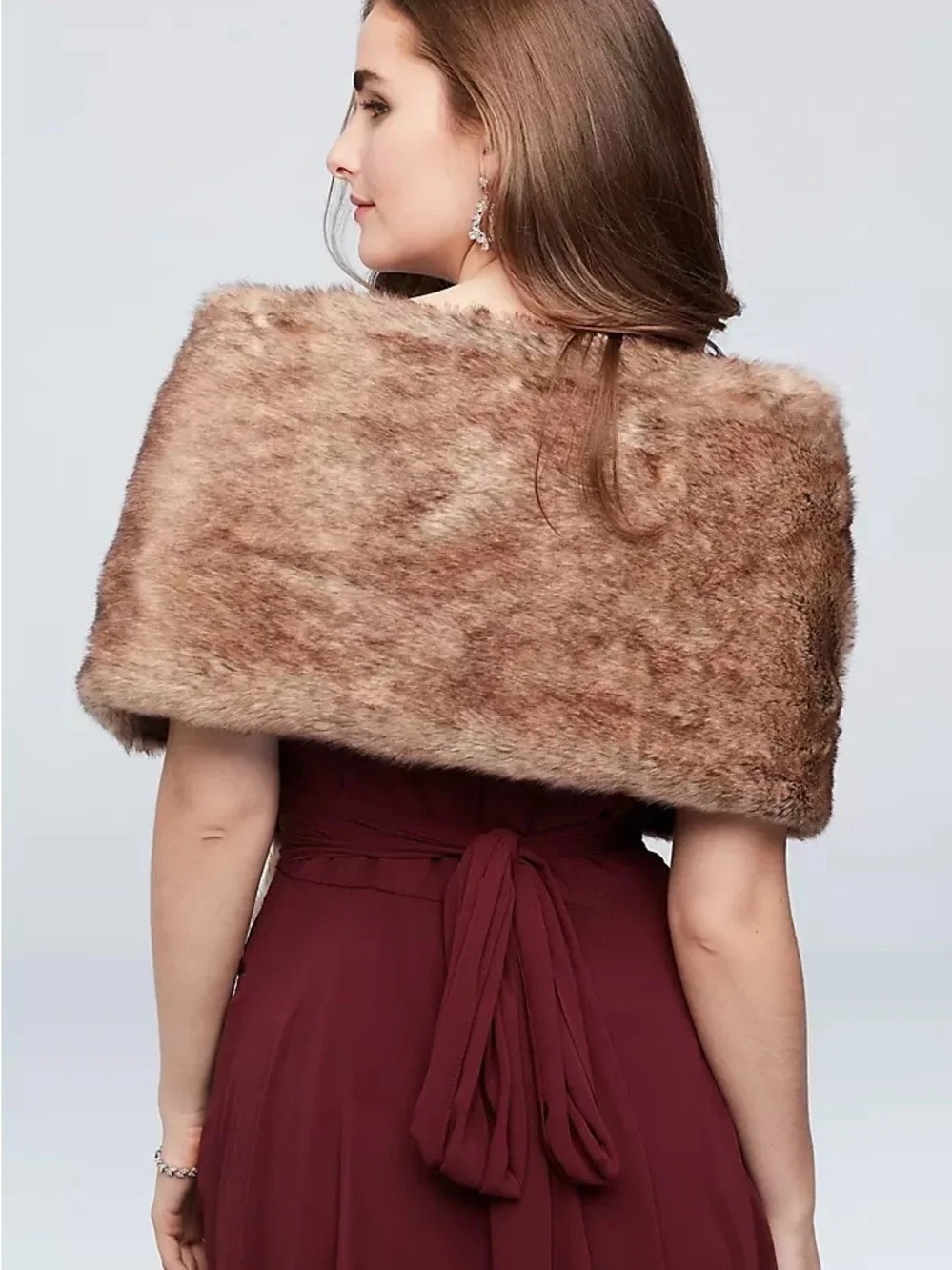Wedding Event Pull Through Faux Fur Shawl Holiday‎ Plus Size Formal Fall Winter